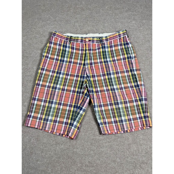 Polo‎ by Ralph Lauren Shorts Mens 36x11 Madras Plaid Patchwork Chino - Picture 1 of 8